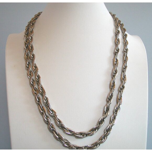 Vintage Single Strand Twisted Rope Chain Necklace 48" - Picture 2 of 2